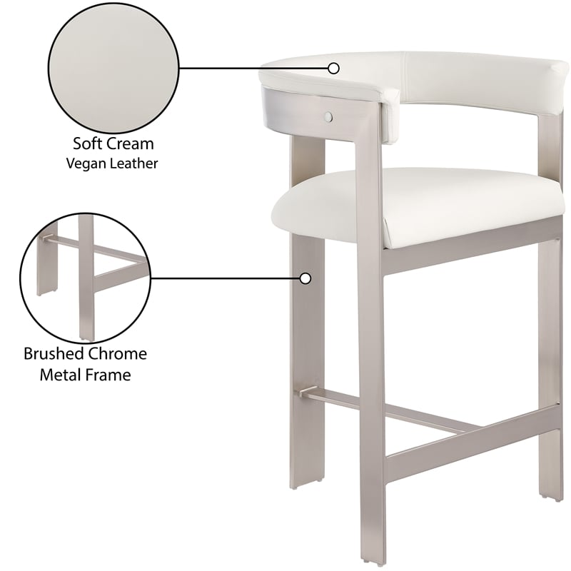 Meridian Furniture Romeo Cream Vegan Leather Counter Stool (Set of 2)