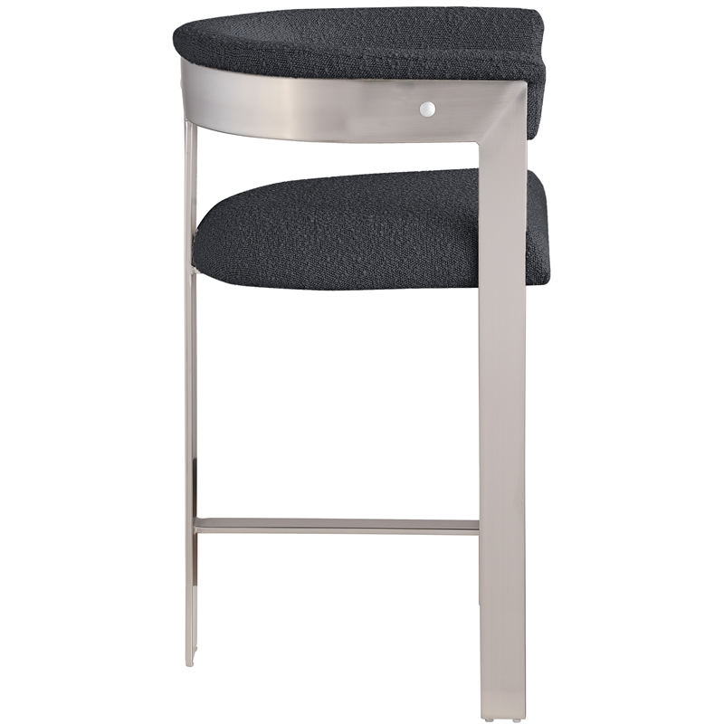 Meridian Furniture Romeo Black Boucle Fabric Counter Stool (Set of 2)