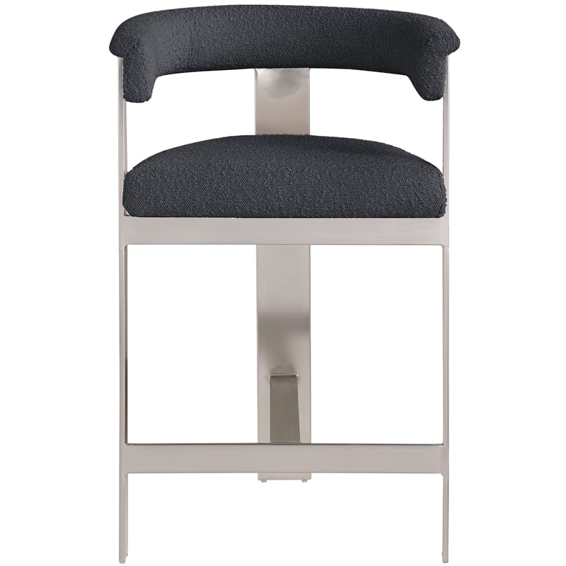 Meridian Furniture Romeo Black Boucle Fabric Counter Stool (Set of 2)