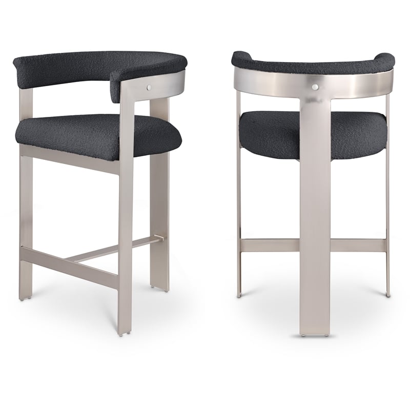 Meridian Furniture Romeo Black Boucle Fabric Counter Stool (Set of 2)