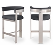 Meridian Furniture Romeo Black Boucle Fabric Counter Stool (Set of 2)