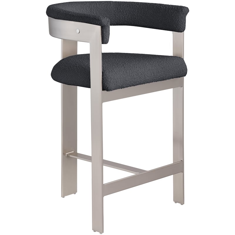Meridian Furniture Romeo Black Boucle Fabric Counter Stool (Set of 2)