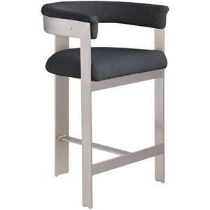 Meridian Furniture Romeo Black Boucle Fabric Counter Stool (Set of 2)