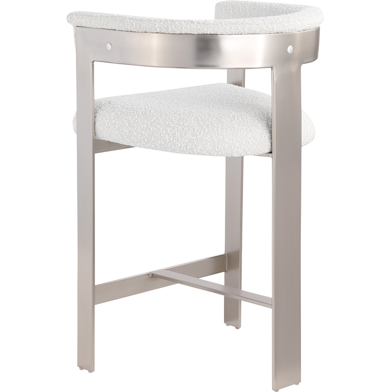 Meridian Furniture Romeo Cream Boucle Fabric Counter Stool (Set of 2)