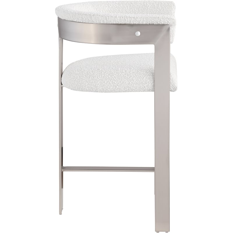 Meridian Furniture Romeo Cream Boucle Fabric Counter Stool (Set of 2)