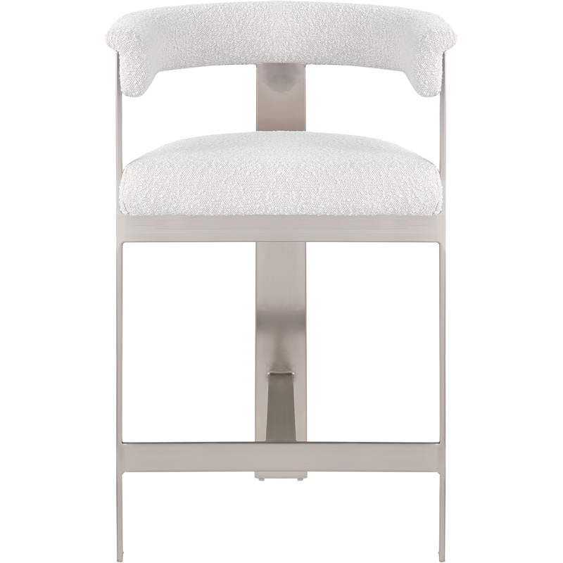 Meridian Furniture Romeo Cream Boucle Fabric Counter Stool (Set of 2)