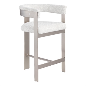 Meridian Furniture Romeo Cream Boucle Fabric Counter Stool (Set of 2)