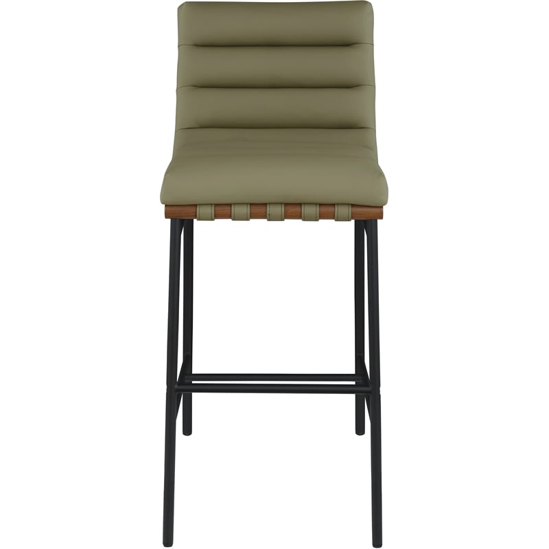 Meridian Furniture Burke Olive Green Vegan Leather Bar Stool