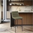 Meridian Furniture Burke Olive Green Vegan Leather Bar Stool