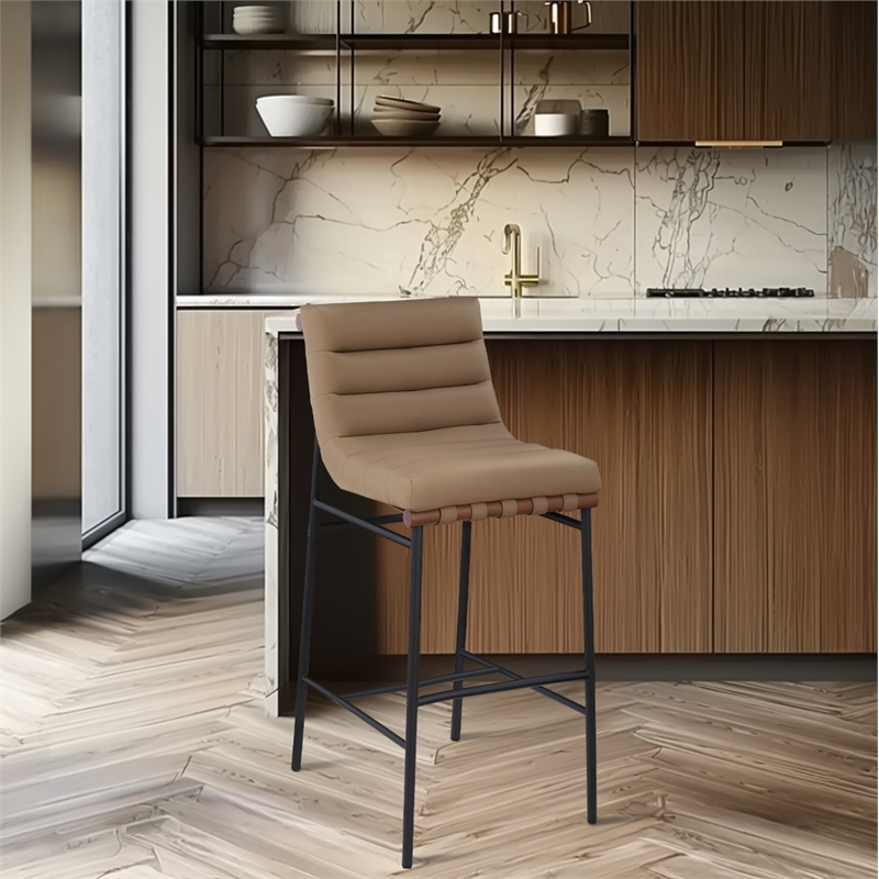Meridian Furniture Burke Tan Vegan Leather Bar Stool