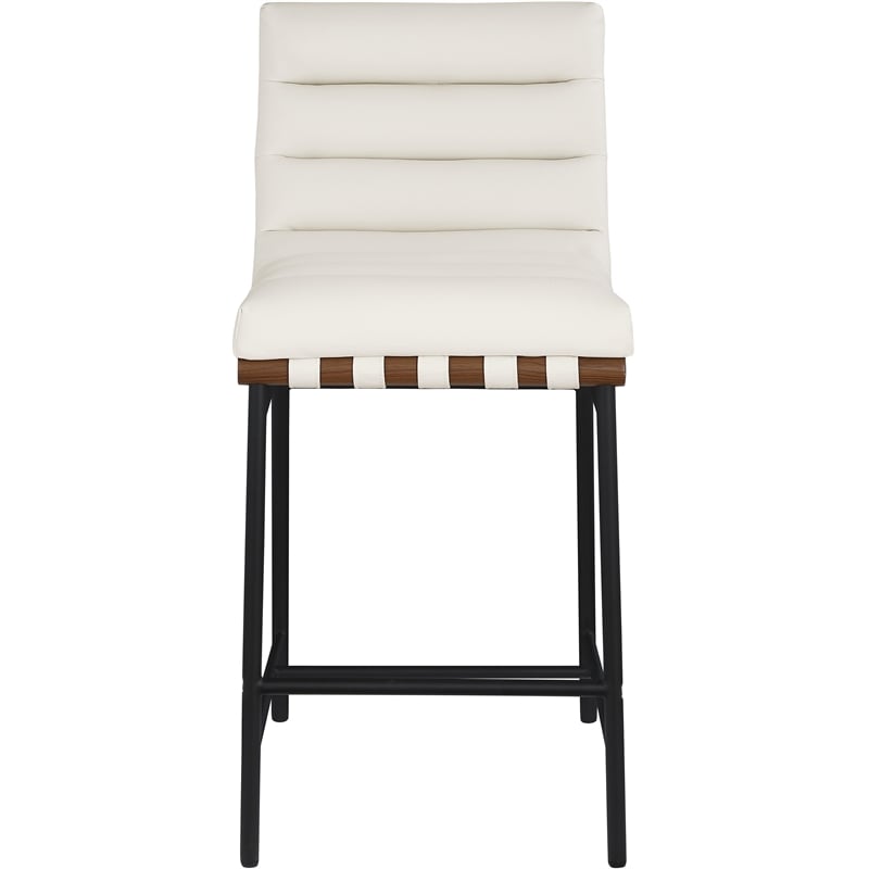 Meridian Furniture Burke Cream Vegan Leather Counter Stool