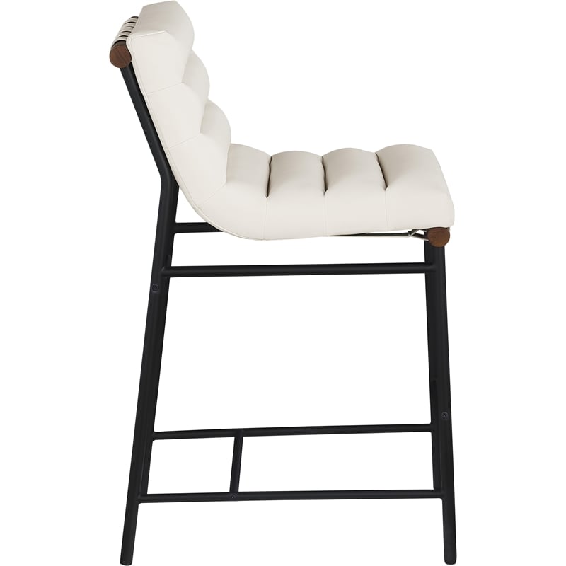Meridian Furniture Burke Cream Vegan Leather Counter Stool