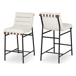 Meridian Furniture Burke Cream Vegan Leather Counter Stool