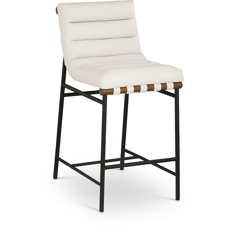 Meridian Furniture Burke Cream Vegan Leather Counter Stool