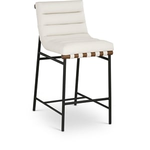 Meridian Furniture Burke Cream Vegan Leather Counter Stool