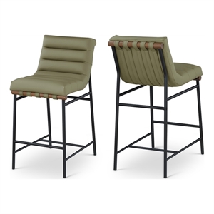 Meridian Furniture Burke Green Vegan Leather Counter Stool