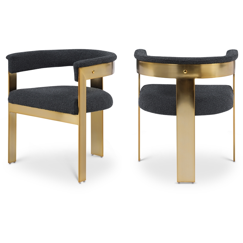 Meridian Furniture Romeo Black Boucle Fabric Dining Chair (Set of 2)