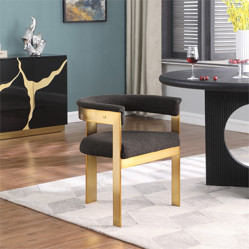 Meridian Furniture Romeo Brown Boucle Fabric Dining Chair (Set of 2)