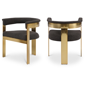 Meridian Furniture Romeo Brown Boucle Fabric Dining Chair (Set of 2)