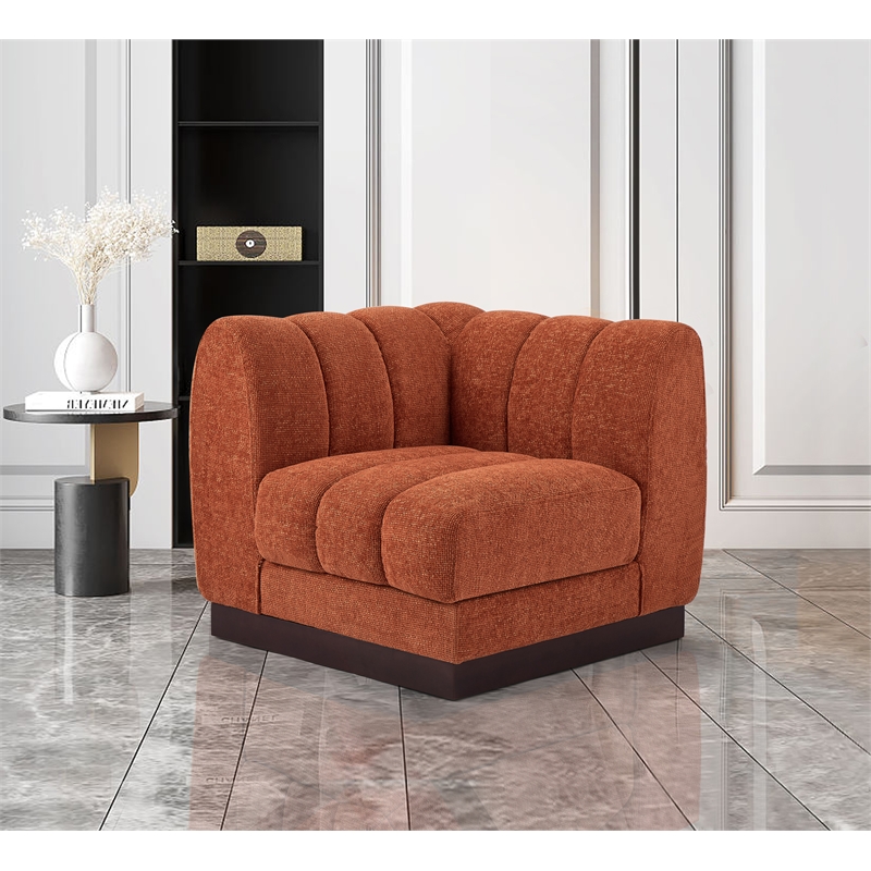 Meridian Furniture Quinn Cognac Chenille Fabric Corner Chair
