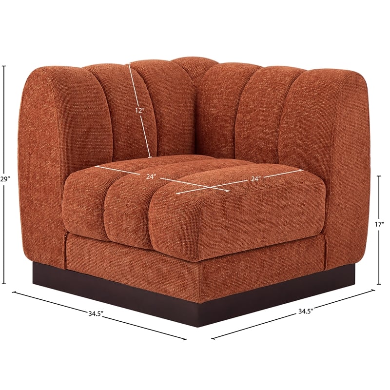 Meridian Furniture Quinn Cognac Chenille Fabric Corner Chair