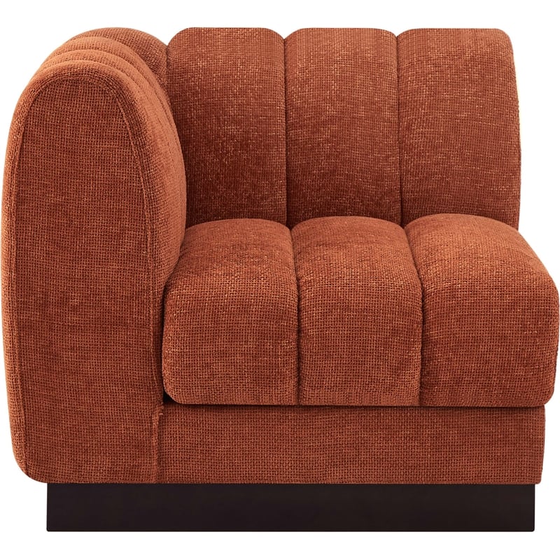 Meridian Furniture Quinn Cognac Chenille Fabric Corner Chair