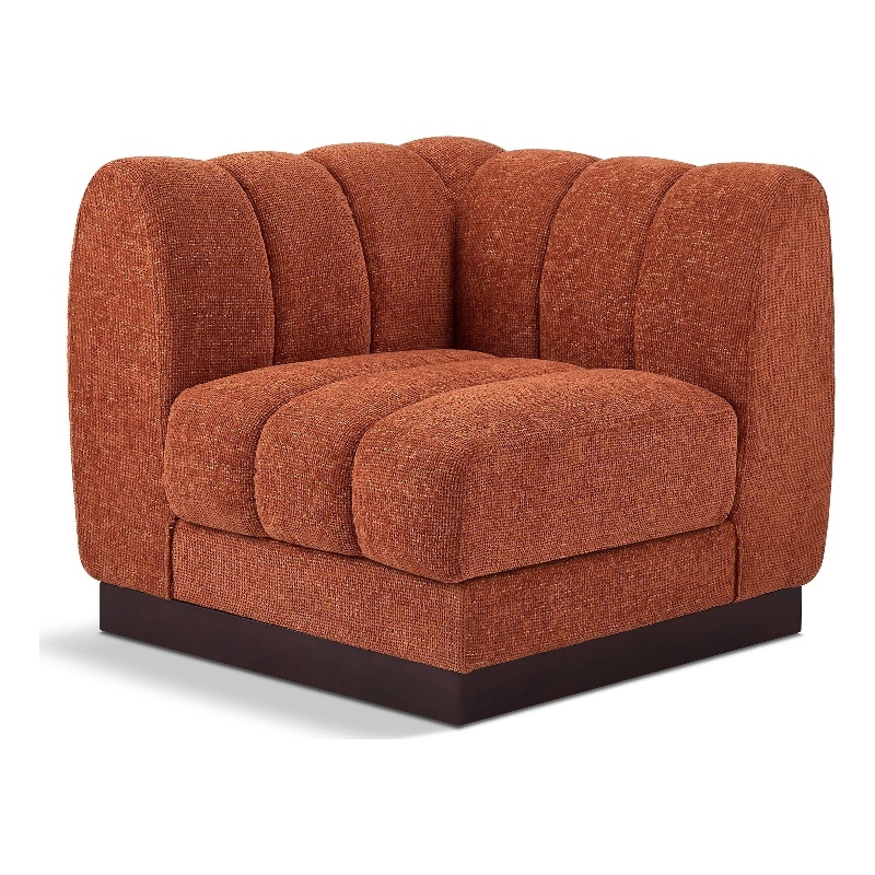 Meridian Furniture Quinn Cognac Chenille Fabric Corner Chair