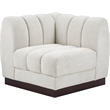 Meridian Furniture Quinn Cream Chenille Fabric Corner Chair