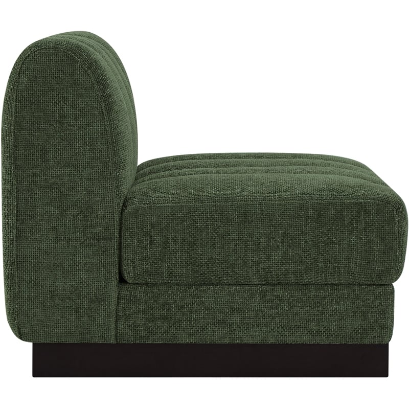 Meridian Furniture Quinn Green Chenille Fabric Armless Chair