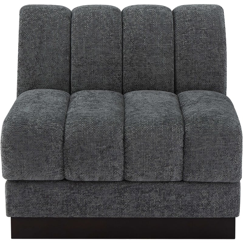 Meridian Furniture Quinn Grey Chenille Fabric Armless Chair