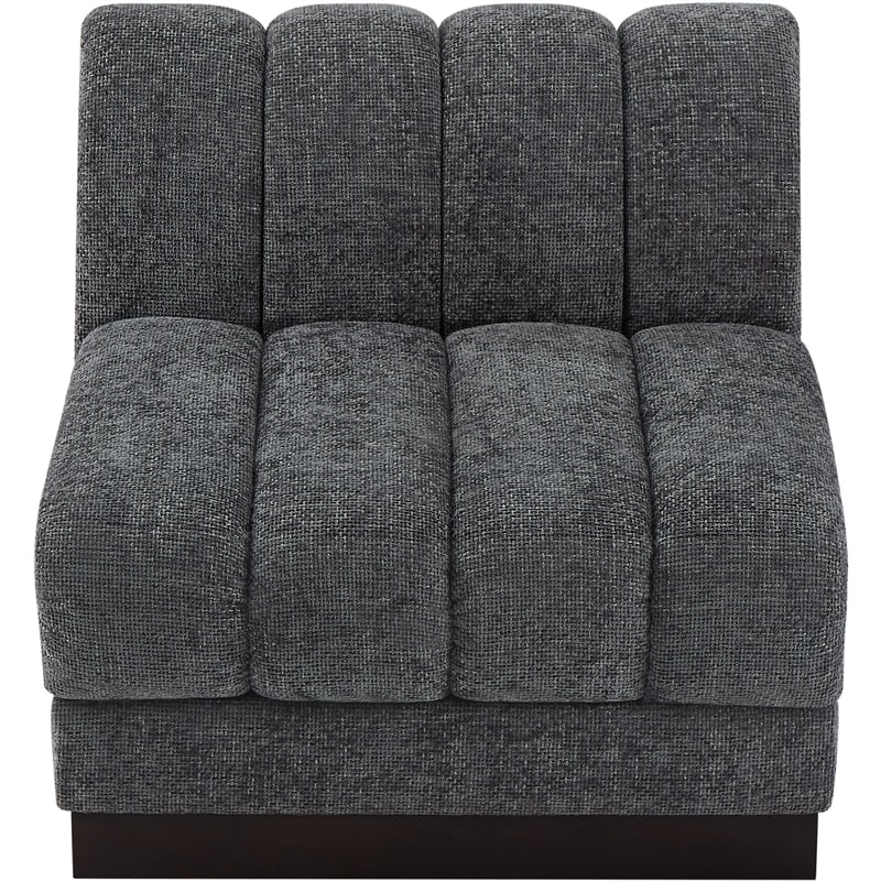 Meridian Furniture Quinn Grey Chenille Fabric Armless Chair