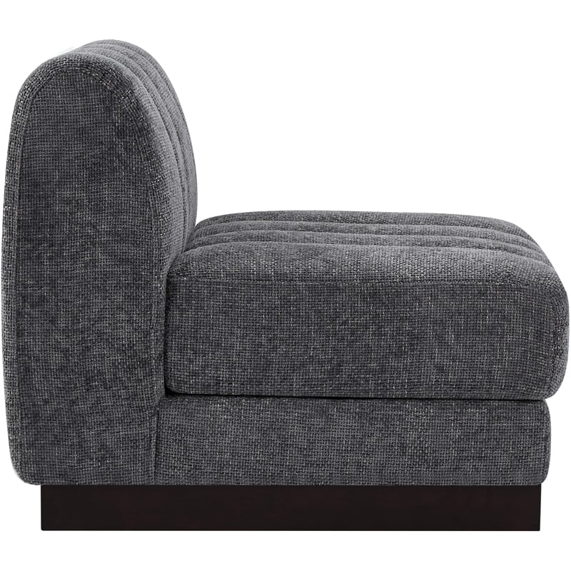 Meridian Furniture Quinn Grey Chenille Fabric Armless Chair