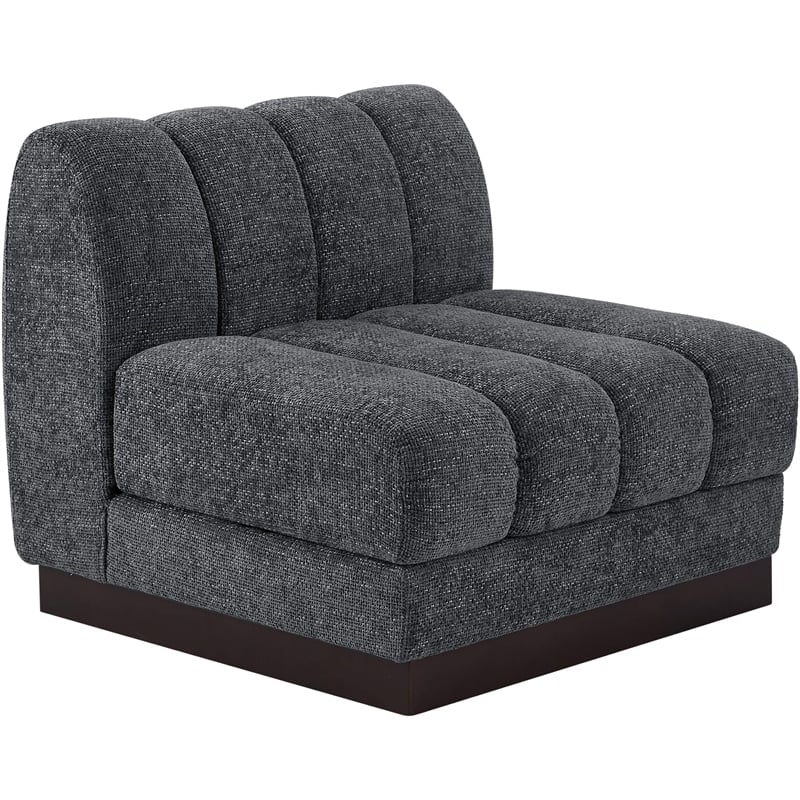 Meridian Furniture Quinn Grey Chenille Fabric Armless Chair