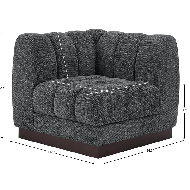 Meridian Furniture Quinn Grey Chenille Fabric Corner Chair