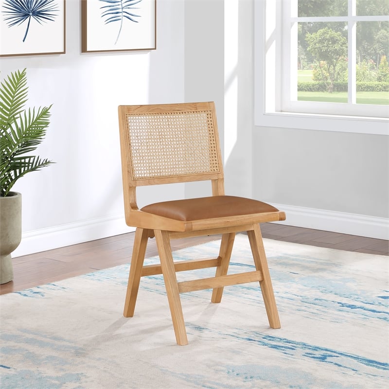 Meridian Furniture Abby Cognac Vegan Leather Dining Side Chair (Set of 2)