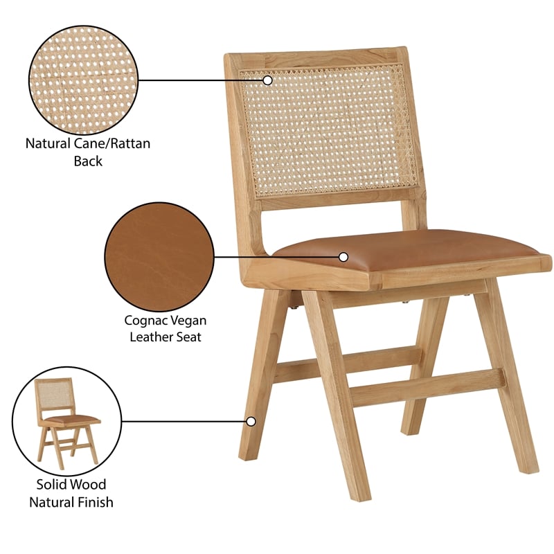 Meridian Furniture Abby Cognac Vegan Leather Dining Side Chair (Set of 2)