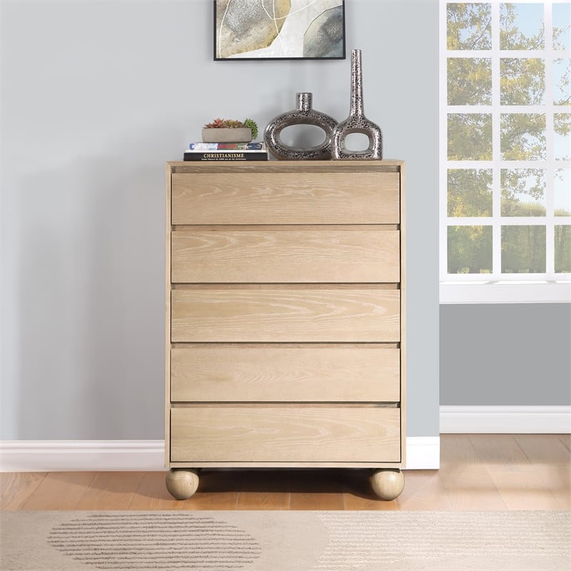 Meridian Furniture Kent Natural Solid Ash Wood Chest