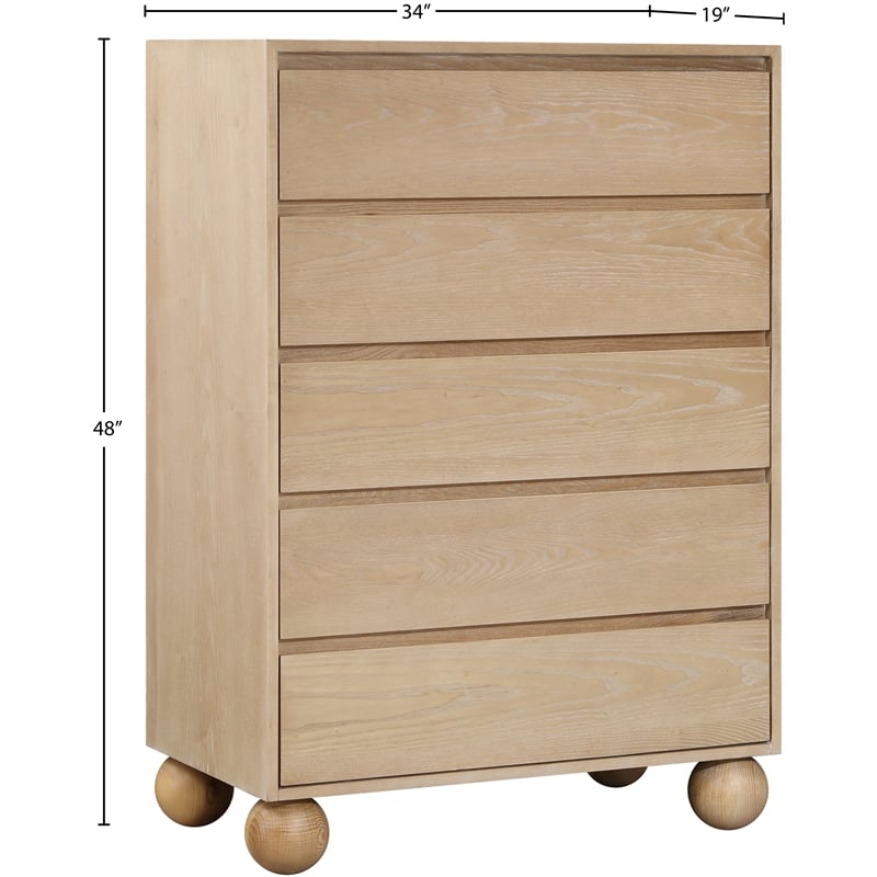 Meridian Furniture Kent Natural Solid Ash Wood Chest