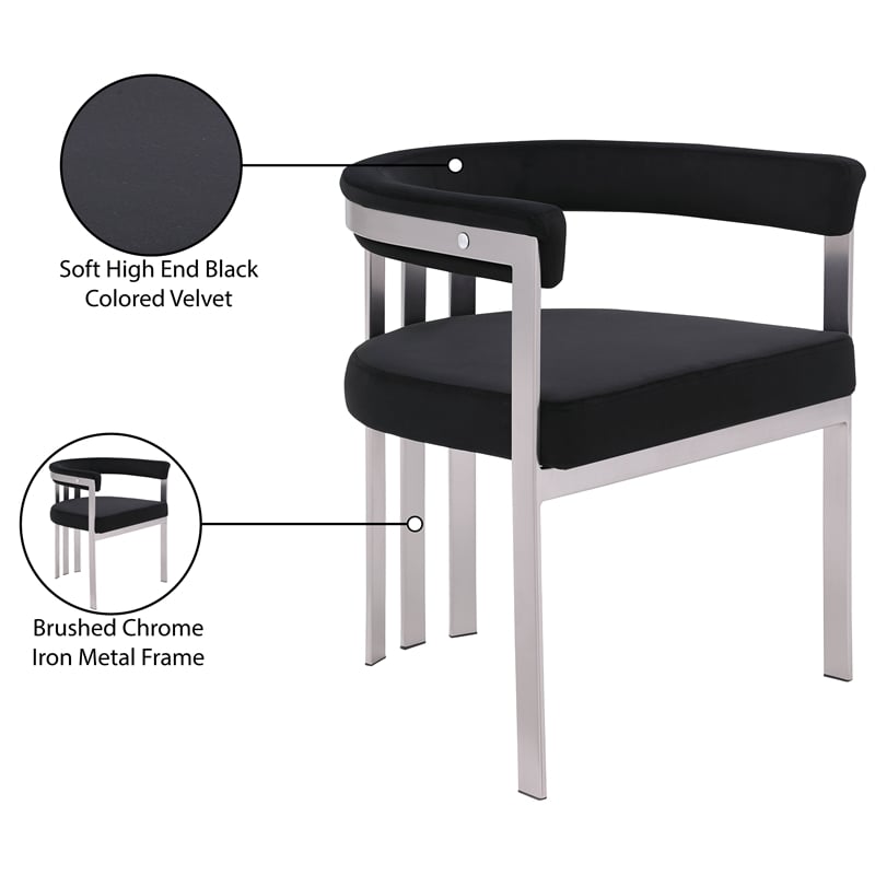 Meridian Furniture Marcello Black Velvet Dining Chair (Set of 2)
