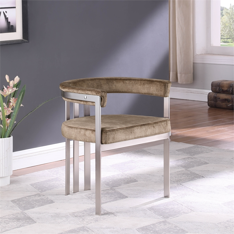 Meridian Furniture Marcello Brown Velvet Dining Chair (Set of 2)