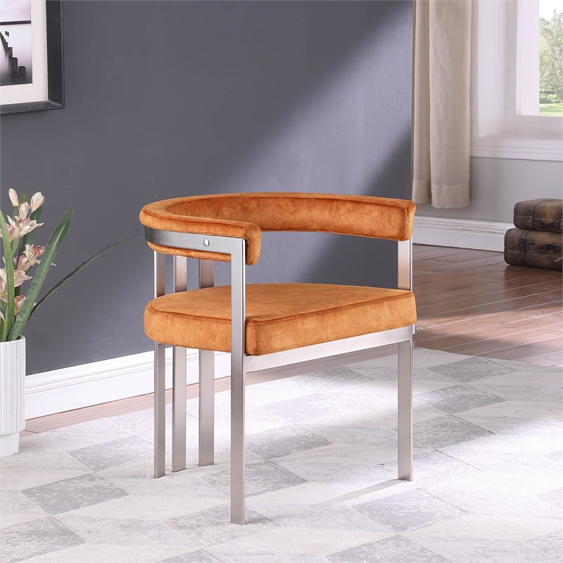 Meridian Furniture Marcello Cognac Velvet Dining Chair (Set of 2)