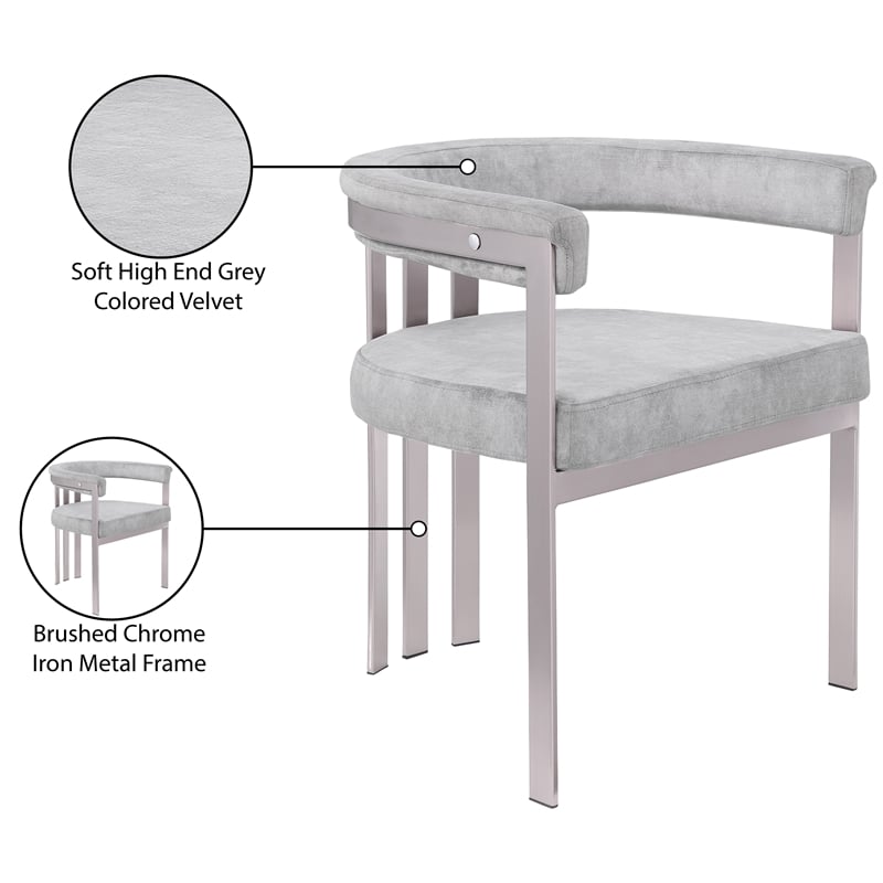 Meridian Furniture Marcello Grey Velvet Dining Chair (Set of 2)