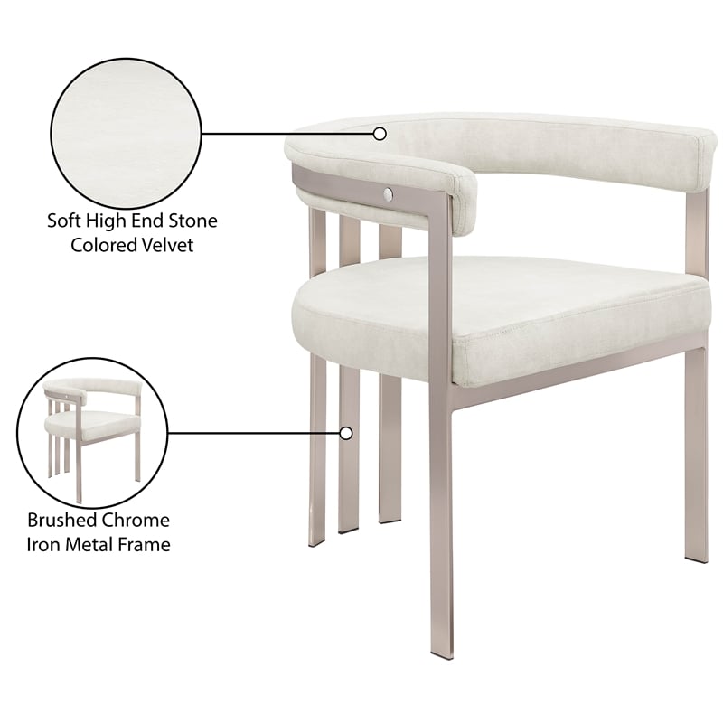 meridian furniture marcello stone velvet dining chair (set of 2)