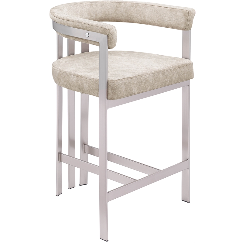 Meridian Furniture Marcello Beige Velvet Counter Stool (Set of 2)