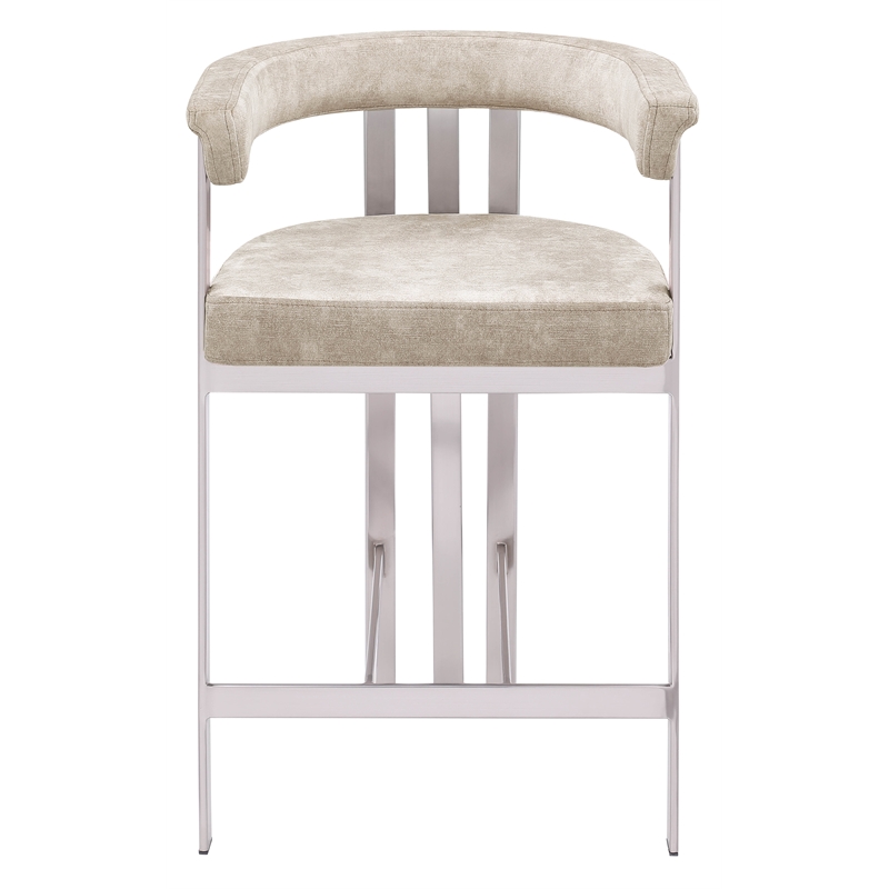 Meridian Furniture Marcello Beige Velvet Counter Stool (Set of 2)