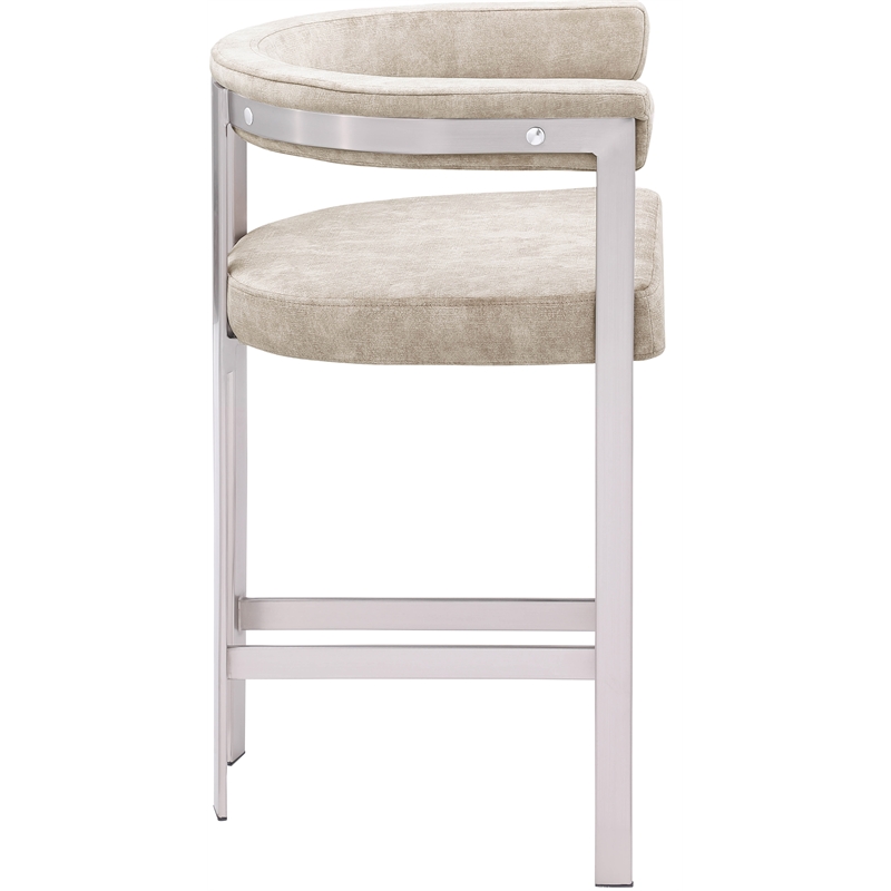 Meridian Furniture Marcello Beige Velvet Counter Stool (Set of 2)
