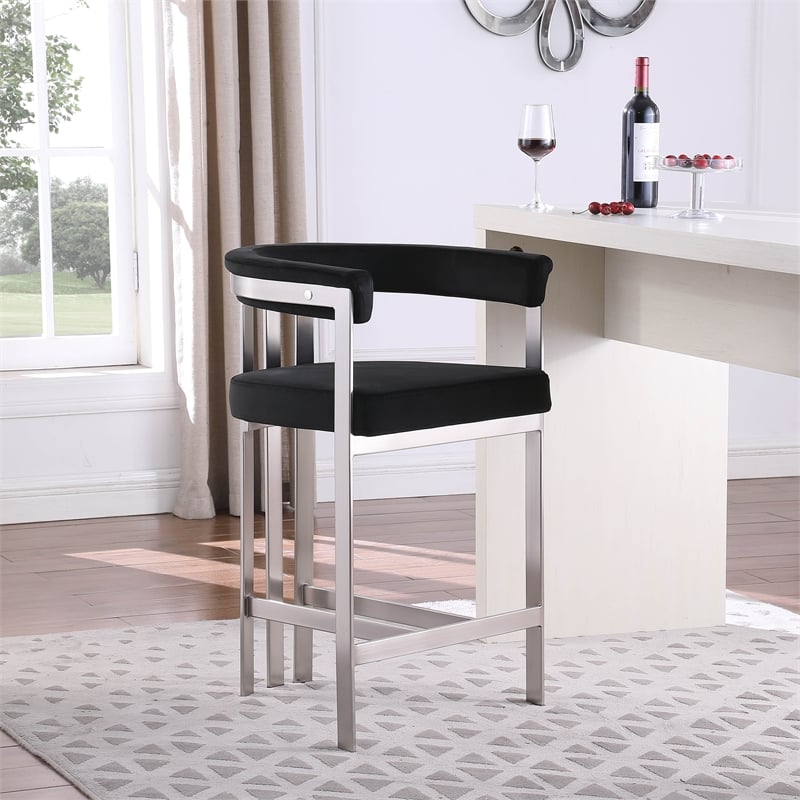 Meridian Furniture Marcello Black Velvet Counter Stool (Set of 2)
