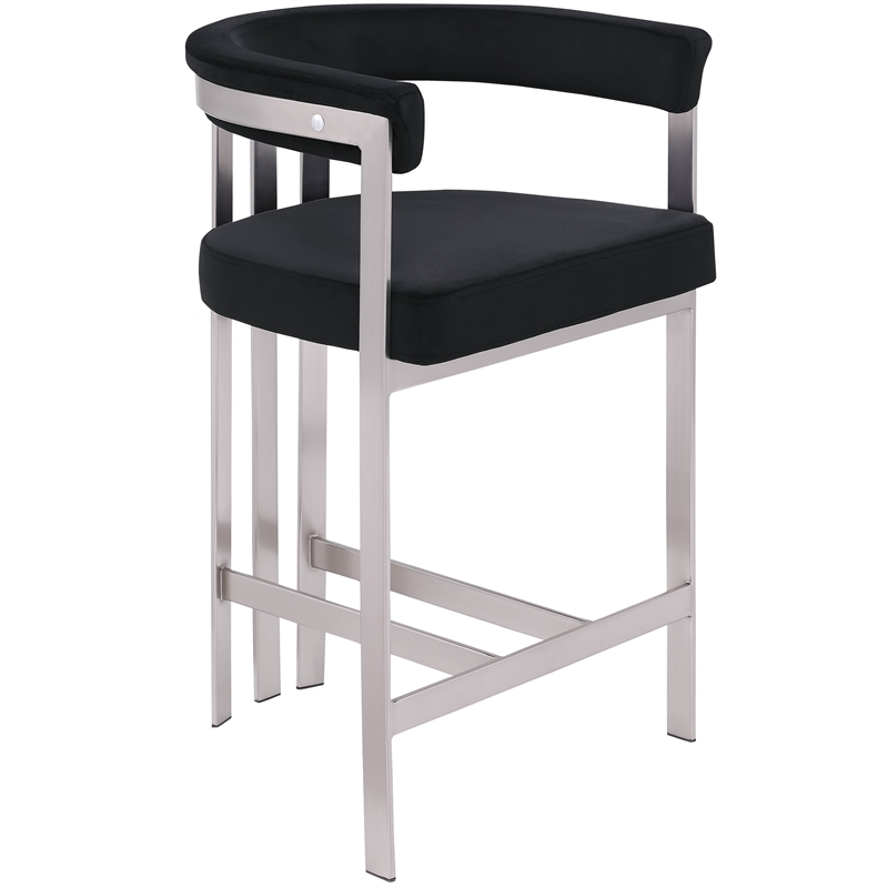 Meridian Furniture Marcello Black Velvet Counter Stool (Set of 2)