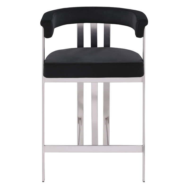 Meridian Furniture Marcello Black Velvet Counter Stool (Set of 2)