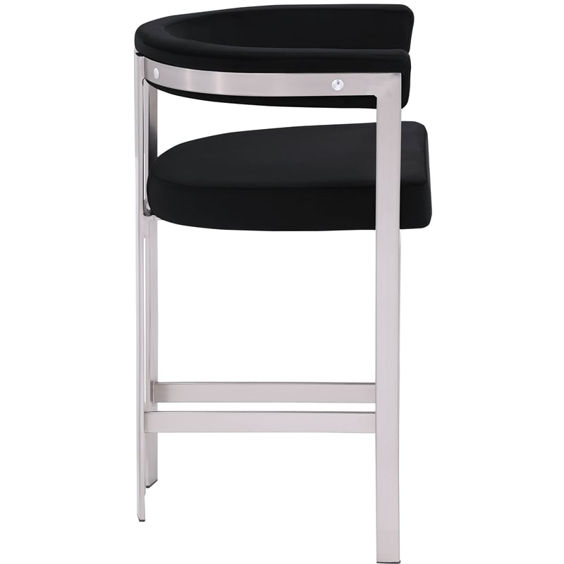 Meridian Furniture Marcello Black Velvet Counter Stool (Set of 2)